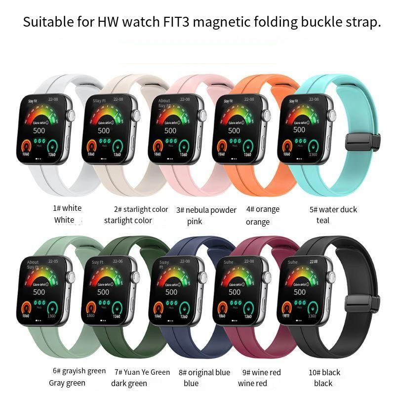 Silicone Strap for Huawei Watch, Pulseira Esportiva, Fivela Magnética, Pulseira de Substituição, Acessórios, Fit 3
