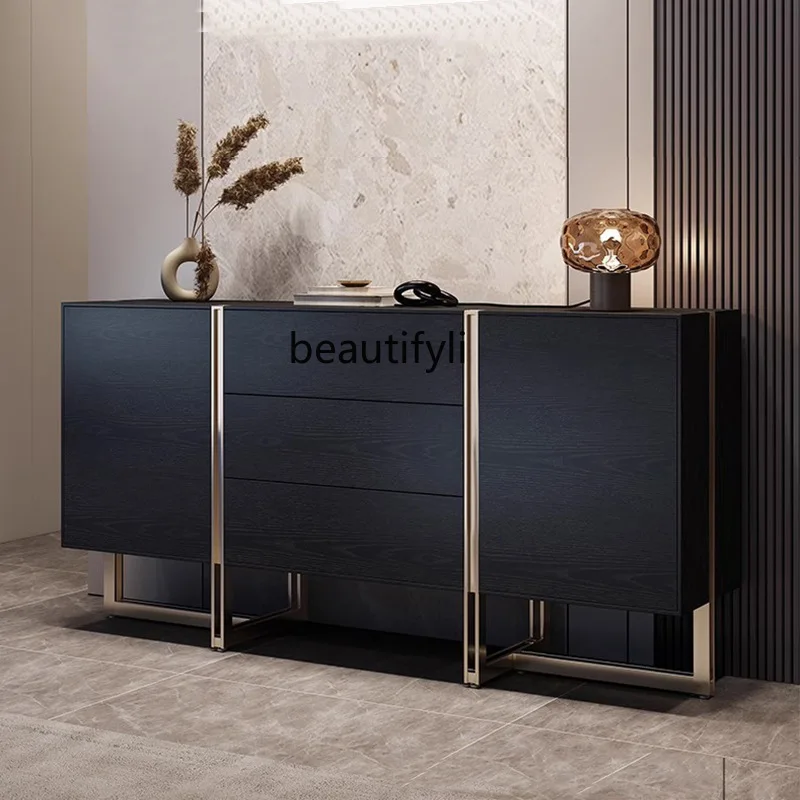 

Italian Style Light Luxury Solid Wood Entryway Cabinet Living Room Partition Side Cabinet Modern Simple Storage Sideboard