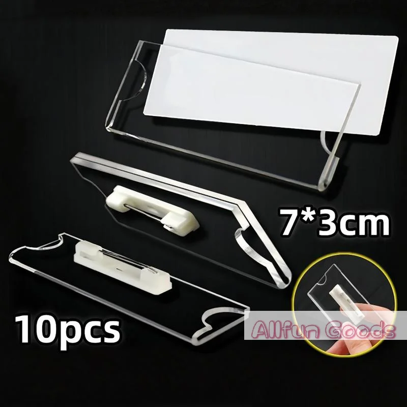 [TG835]10/20/30Pcs Name Tag Blank Name Badges Acrylic Name Tag Holders 70x30mm Insert Blank Acrylic Nameplate