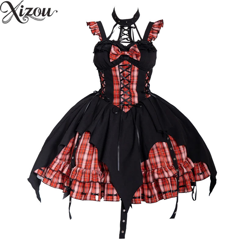 فستان نسائي حلو غير منتظم ثقافة فرعية منقوشة JSK فستان أصلي لطيف على طراز لوليتا فساتين قصيرة عصرية للفتيات #5