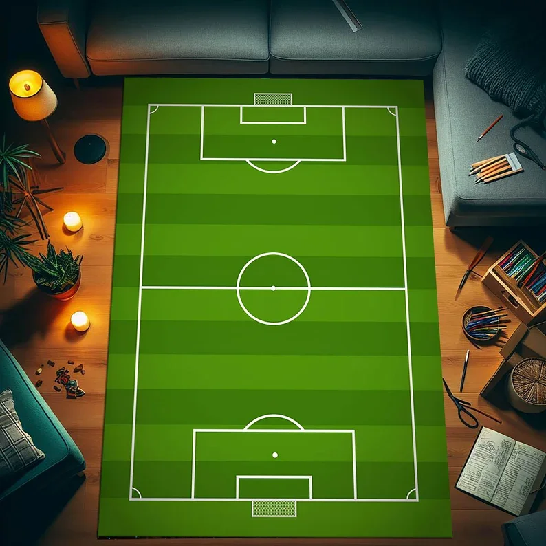 Soccer Stadium Area Rug Football Field Sports Design Football Field Rug Kids Sports Room Decor American Carpet Home Decoration