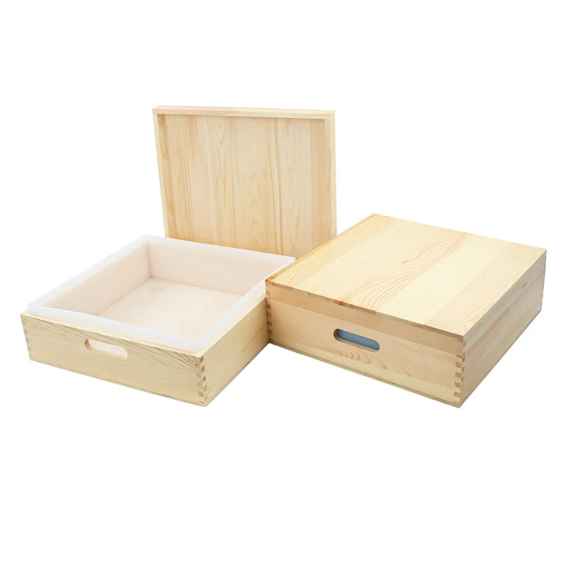 

Силиконовая форма для мыла в деревянной коробке, квадратная, для изготовления мыла, с крышкой, не расширяется при охлаждении