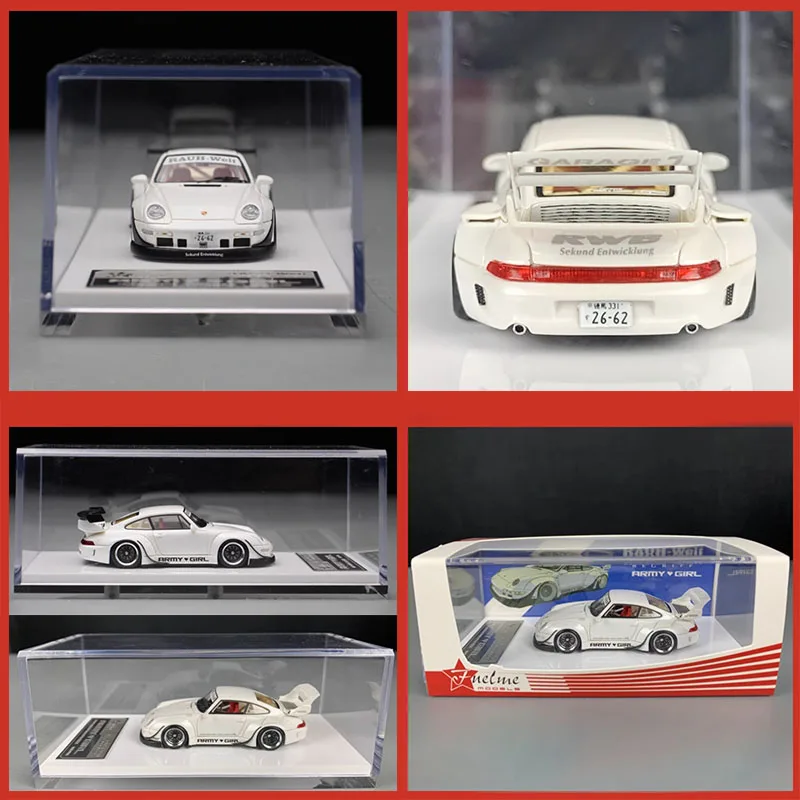 FuelMe Resin 1:64 Scale RWB 993 911 ARMY GIRL White Simulation Wide-body Car Model Static Decoration Collectibles Gift Toys