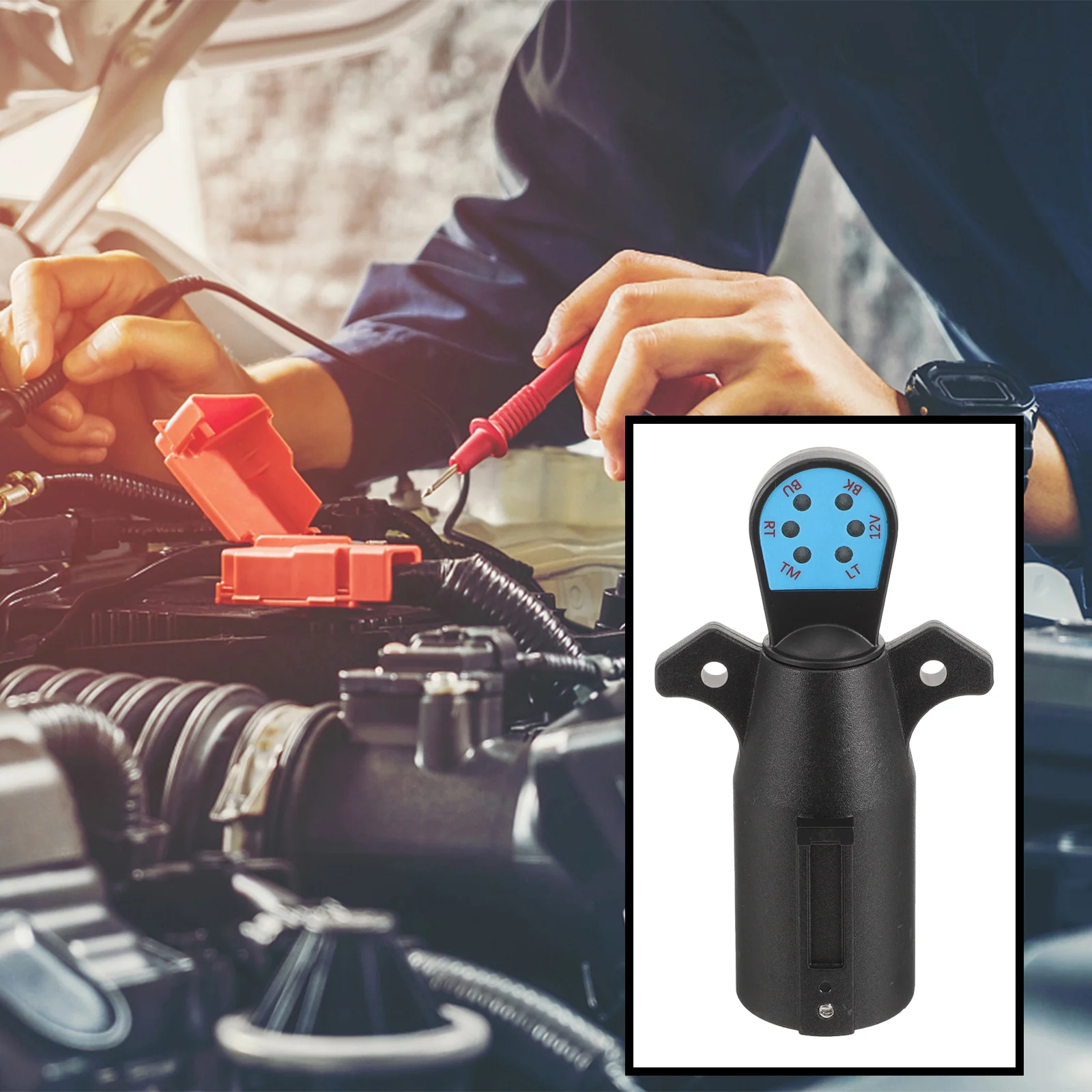 

7-Way Trailer Light Circuit Tester Plug Socket Checker Tool For Car Trailer Wiring Compact Socket Tester Plug Play
