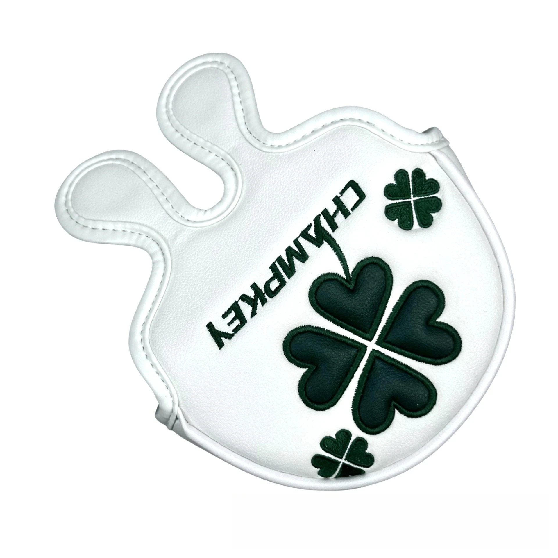 1pc Golf Clover Four Leaf Clover Pattern Putter Cover PU Leather Golf Mid Mallet Putter Club Head Cover with Magnetic Closure view 6