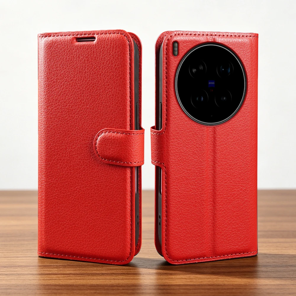 Lychee Leather Flip Case For Vivo X300 Ultra Pro FE X 300 Pro X300Ultra X300Pro V70 FE Y31 Y05 Y21 V60 lite 5G Phone Case Cover