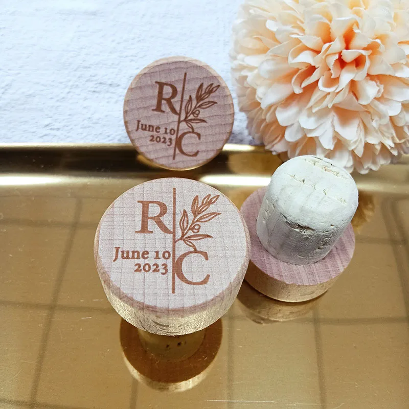 Personalized Corks Plug Laser Engraved Wine Bottle Toppers Custom Name and Date Wedding Favor Wedding Souvenirs For Guests