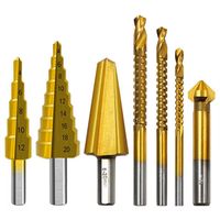 7Pcs Portable Wood Metal Hole Taper Drill Bits Straight Groove Drilling Tools Set Stepped Drill Bit HSS High Quality Step Drill