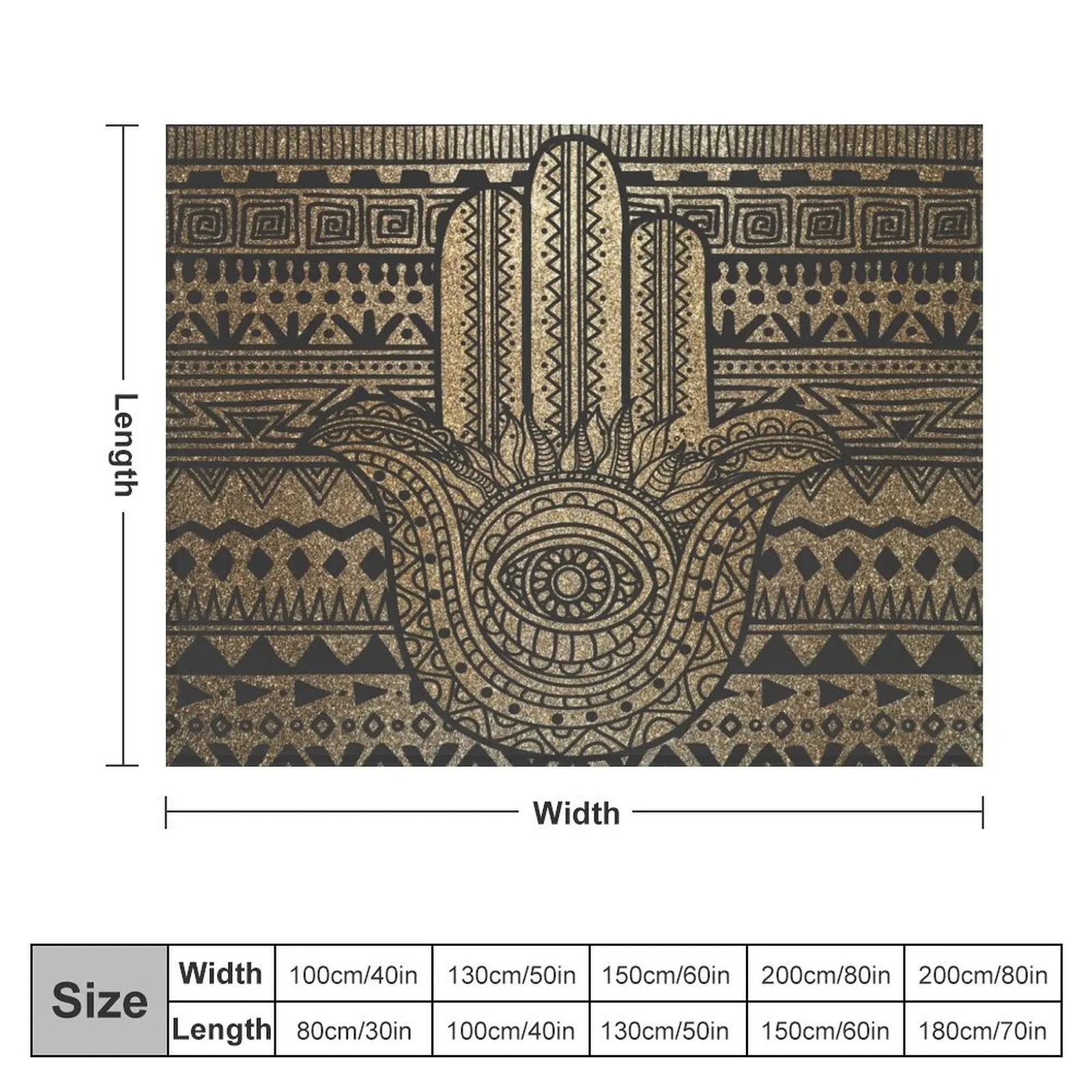 Native Pattern Golden Hamsa Hand Throw Blanket Luxury Throw Shaggy Decorative Sofa Cute Plaid Blankets