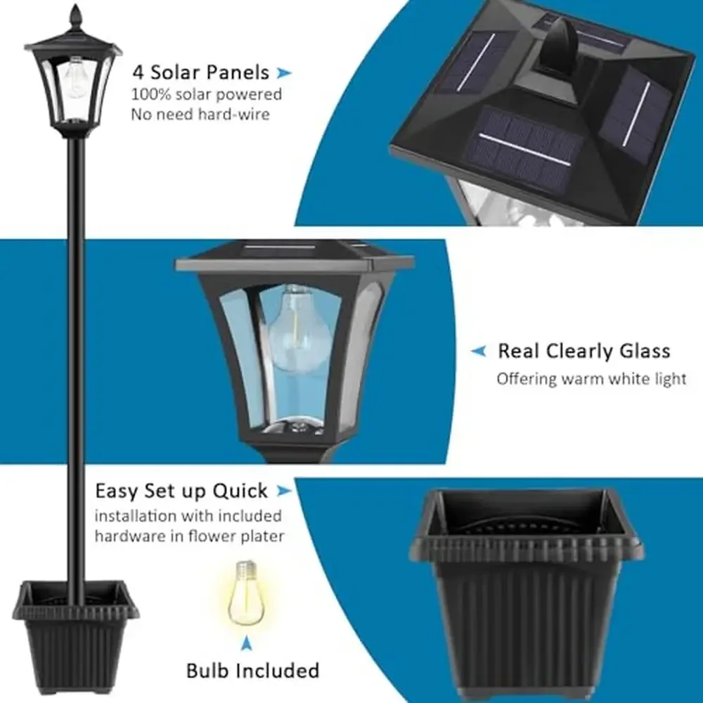 Solar Outdoor Lamp Planter with High-efficiency Panels Eco-friendly Street Light Decoration Garden Yard Pathway