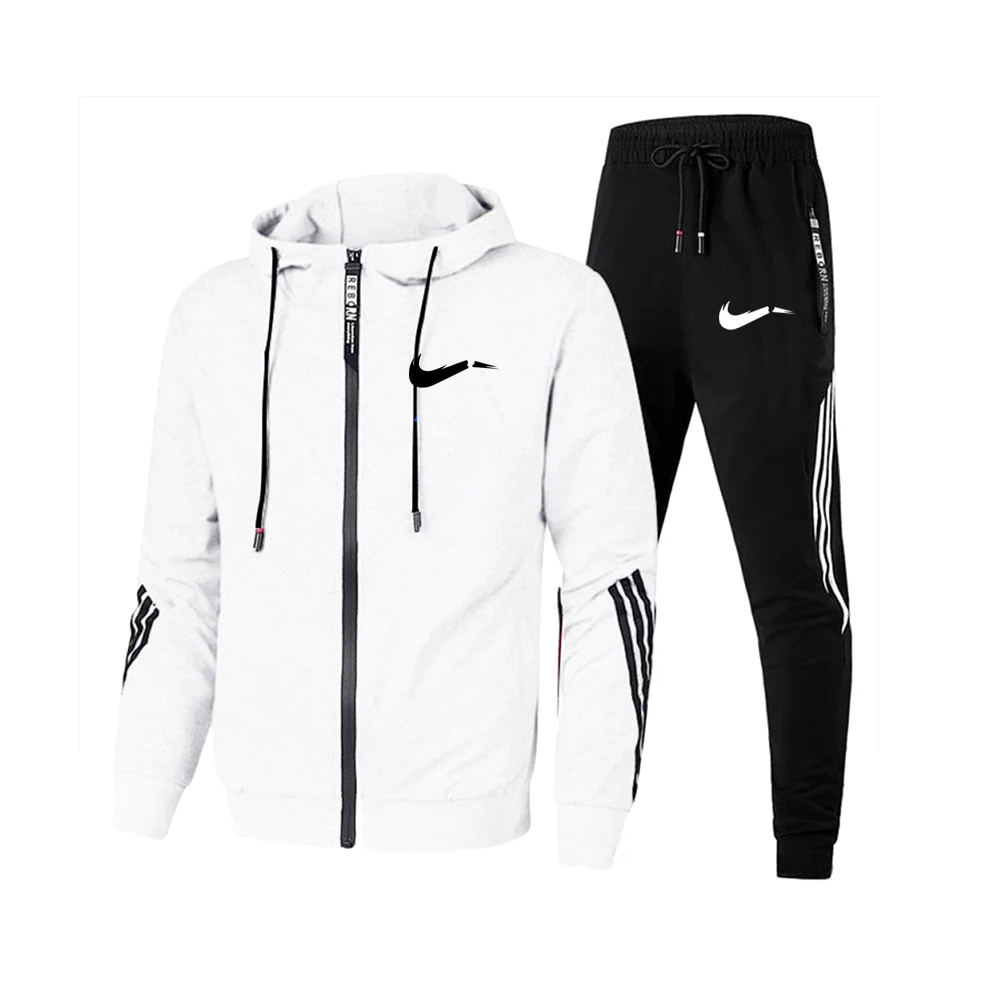 Triple Slant Hoodie Jacket Sport Zipper Tracksuits Sports Jogging Male Fitness Clothing2024 Men\'s Hoodies+Pants Two Piece Sets