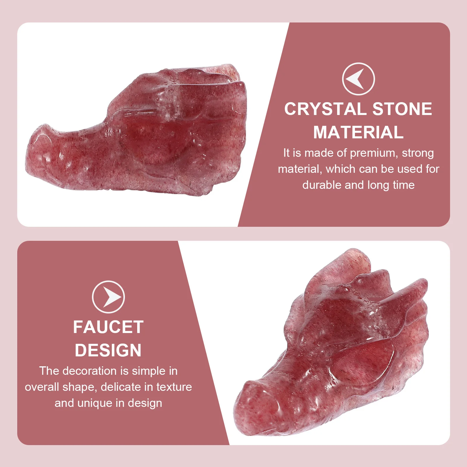 

Natural Crystal Dragon Skull Adornment Exquisite Carving Desktop Crystal Craft Elegant Long Lasting Decor Dragon Skull Ornament