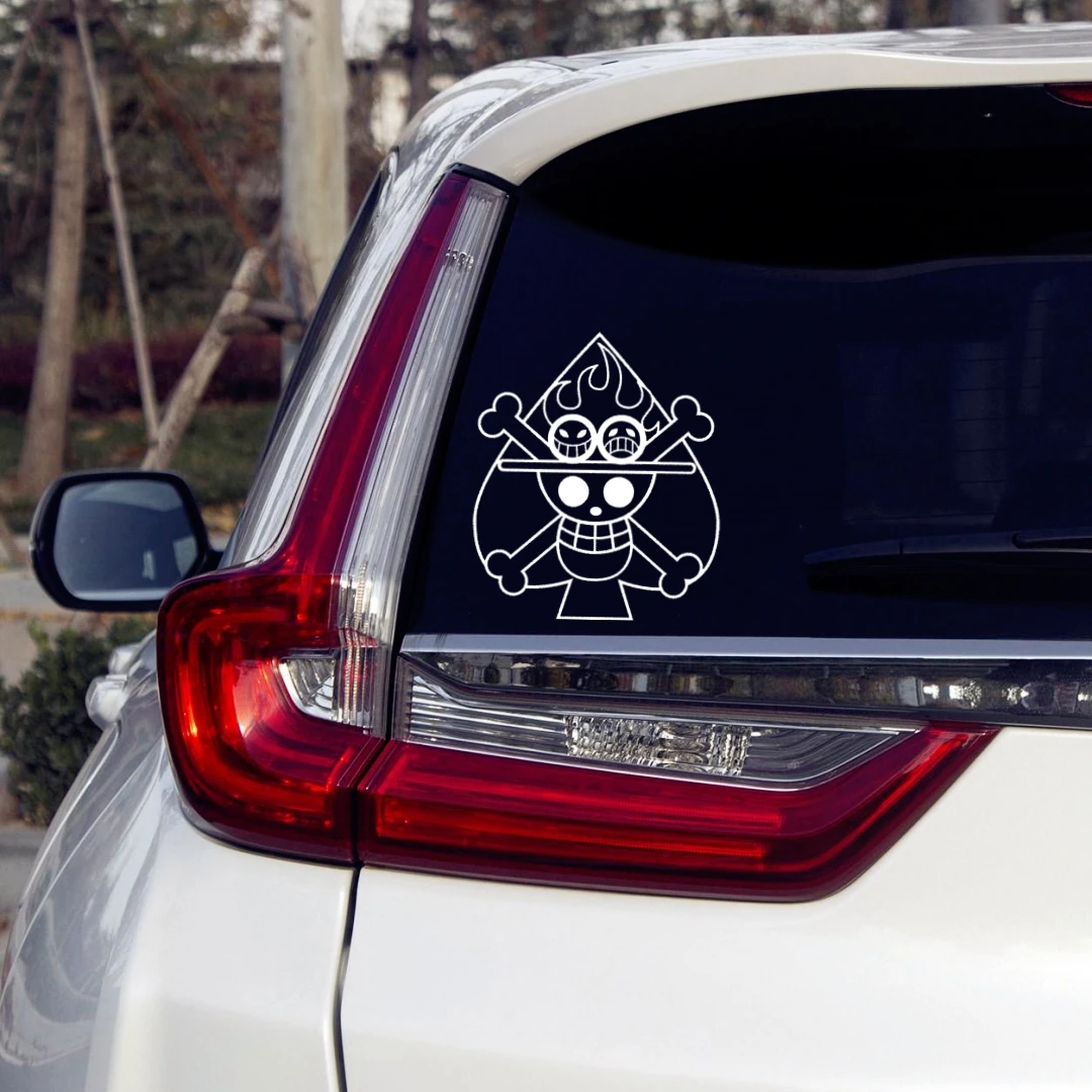 Car Stickers Portgas D Ace Spade Pirates One Piece Anime Reflective Decals For Fuel Tank Cap Cover Windshield Trunk Motorcycles view 3