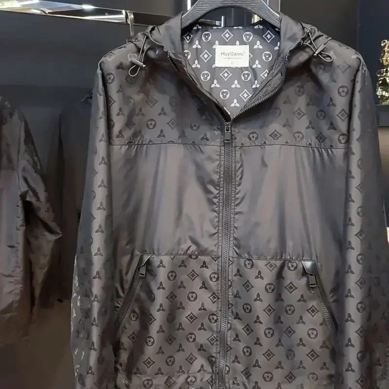 

Men's Spring and Autumn Trend Top Trend Printed Jacket New Versatile Casual Hooded Jacket