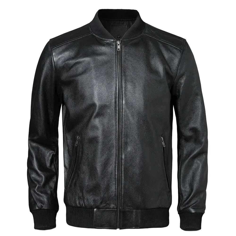 Genuine Leather Jacket Men Real 100% Cowhide Slim Fit Male Coat Skin Clothing Spring Autumn Asian Size 5XL M615