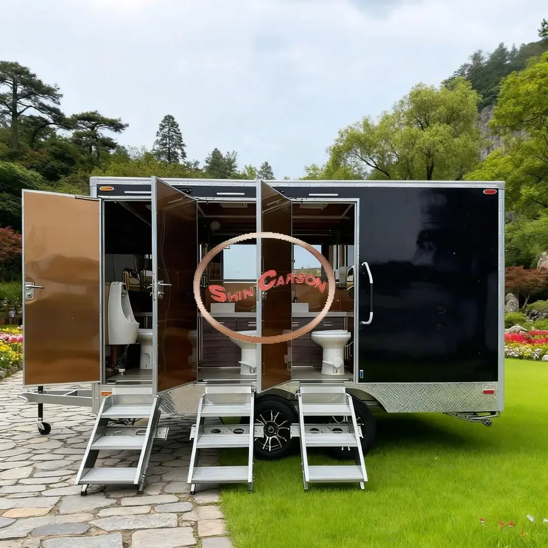 Towed Trailer Portable Toilet for Camping Construction Large Events - Mobile Outdoor Restroom with Flush Vent