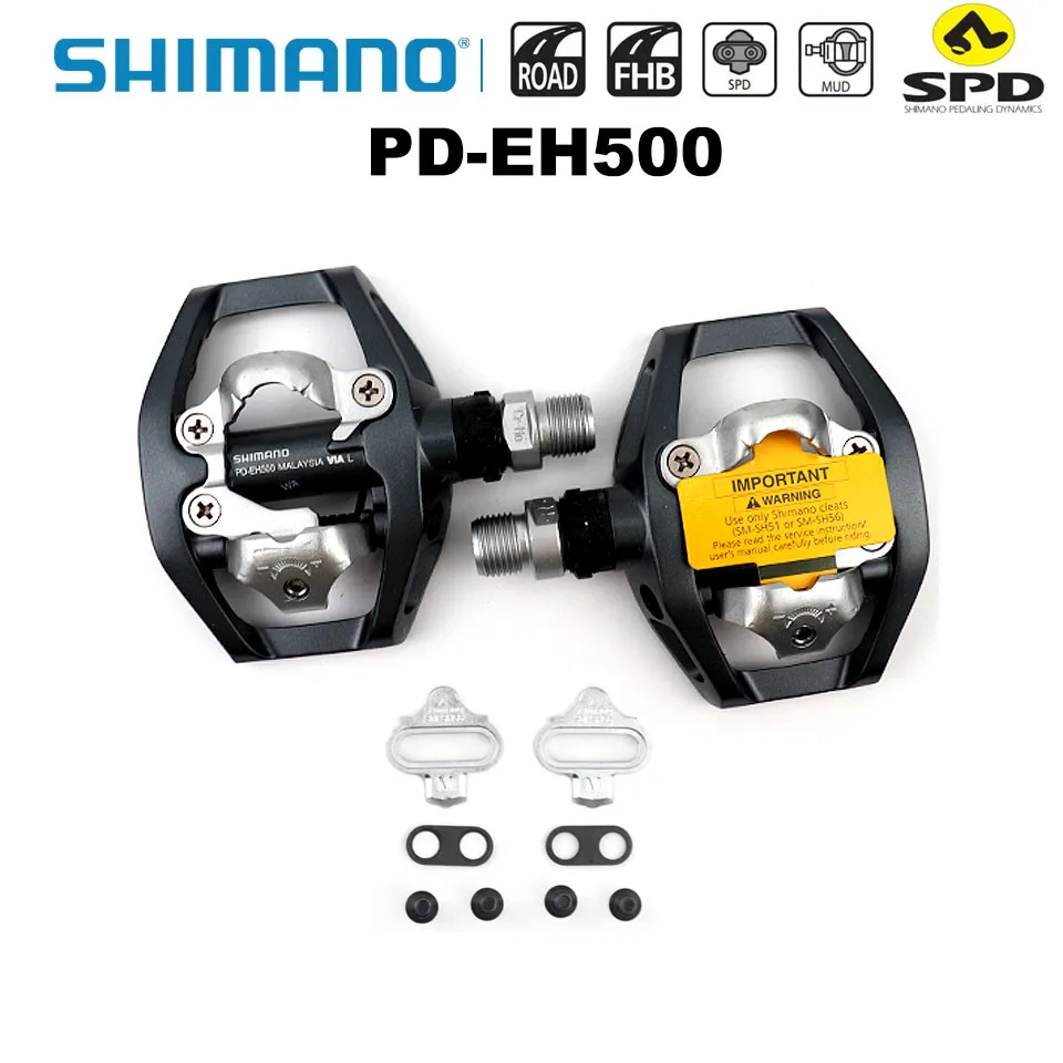 SHIMANO PD ED500 EH500 Dual-Sided Platform / Clipless SPD Pedals with Cleat SM-SH56 Original PD-ED500 PD-EH500