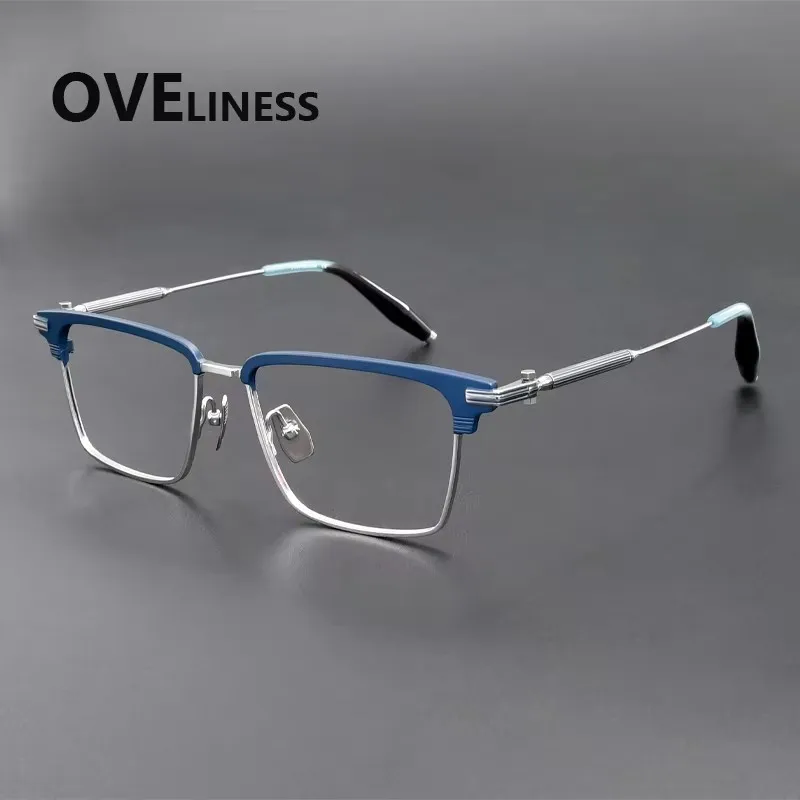 

Оправы для очков из чистого титана, мужские квадратные оправы, ультралегкие ретро-очки, очки для зрения.