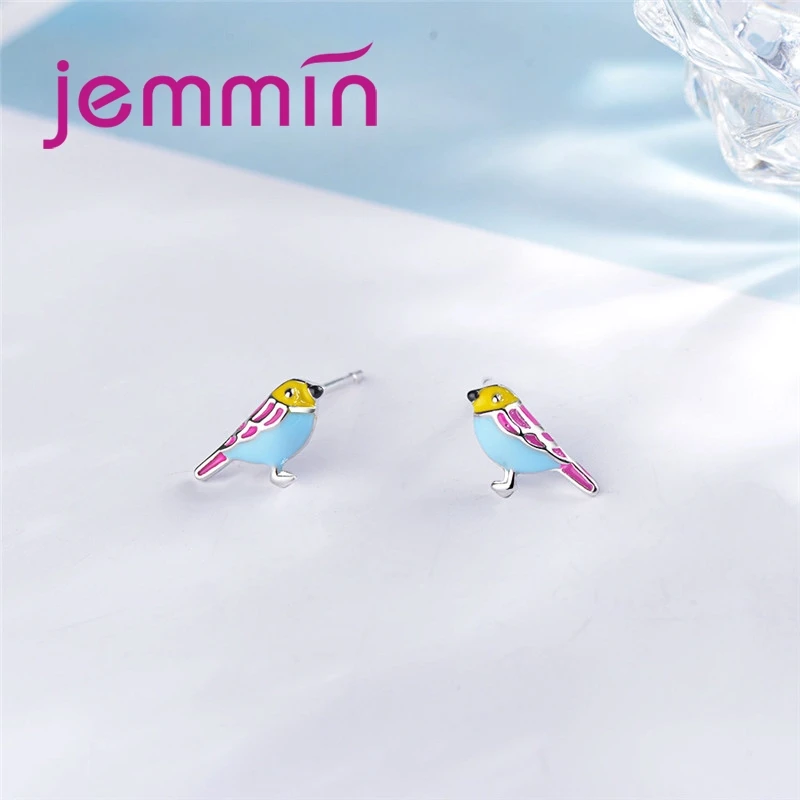 New Arrival Colorful Bird Design Women Small Stud Earrings For Sale Fashion 925 Sterling Silver Mini Style Jewelry view 2