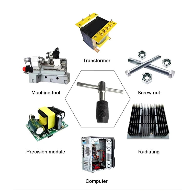 Adjustable T-Handle Ratchet Screw Thread Manual Clamping Tool screw thread M3 M4 M5 M6 M8 Wrench Tap set hand tool