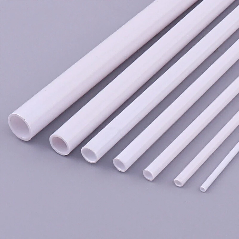 1-10pcs Length 25cm(250mm) White ABS Round Hollow Pipe Tube 2mm 3mm 4mm 5mm 6mm 8mm Plastic Hard Hose DIY Model Crafts