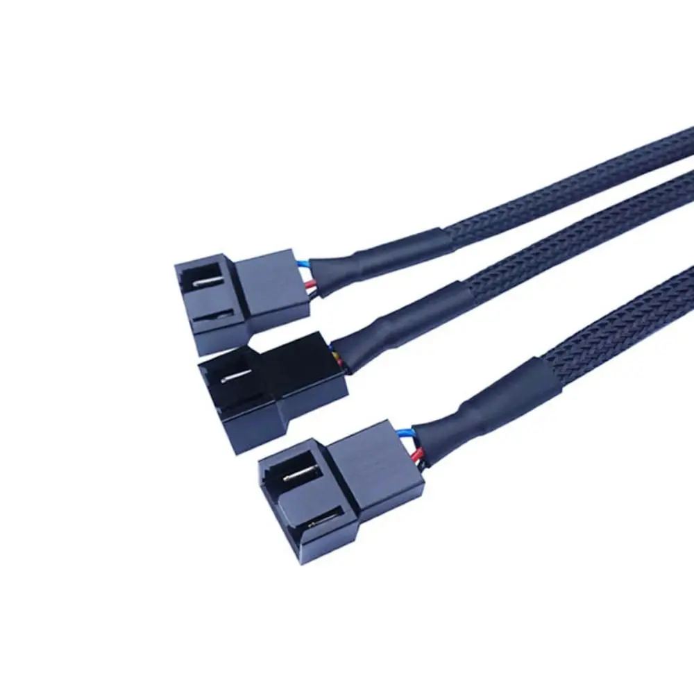 Male To Female 4 Pin Pwm Fan Cable Black Sleeved Connector Temperature Control Fan Cable Braided Sleeving Adapter