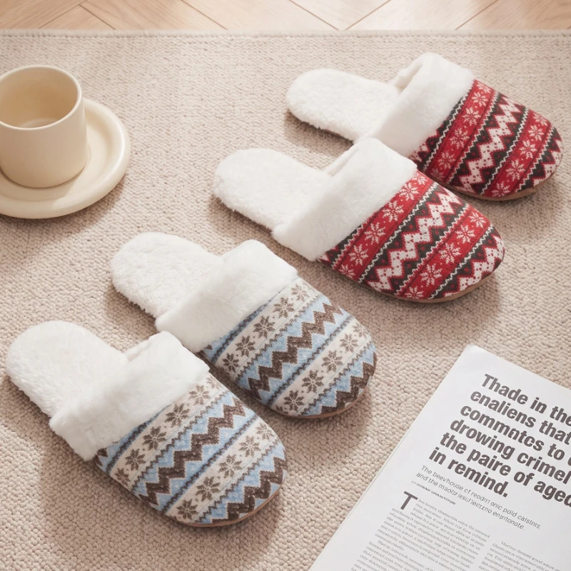 Full Size Warm Faux Fur Indoor Fluffy Slippers For Women Men Winter House Shoes Soft Suede Sole Couples Home Cotton Slippers