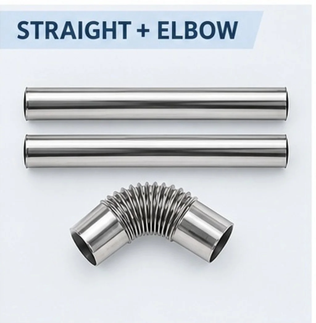 1Set Stainless Steel Chimney Pipe Extension for Wood Stove Heating System Straight Flue Vent Tube High Temperature Resistant