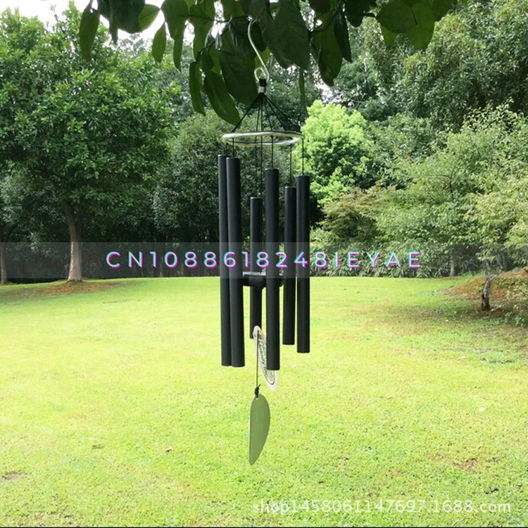 Full Metal Frosted Black Tuning Tube Wind Chimes Girls Valentine's Day Birthday Gift 28 Inch Six Tube