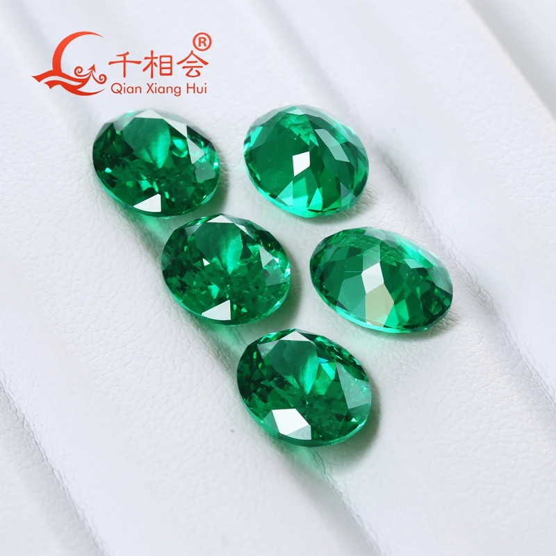شكل بيضاوي مختبر نمت Yttrium أكسيد الألومنيوم زراعة تسافوريت الزمرد الأخضر اللون مع يميل جوهرة الحجر للمجوهرات #3