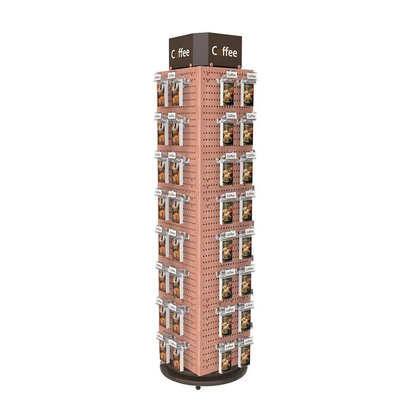 custom.Metal Display Shelves Boutique Rotating Display Stand Supermarket Retail Display Shelf Pegboard Racks