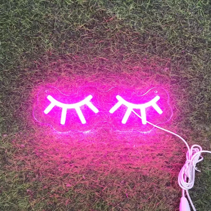 Eyelashes Neon Sign USB Powered Neon Signs for Lash Shop Beauty Salon Office Wall Art Decor Business Signage Led Neon Lights