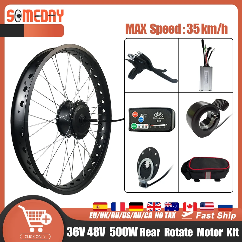 

Snow ebike Conversion Kit 20 24 26in 4.0 Tyre 36V 48V 500W Rear Bicycle Hub Motor Wheel For Fat Electric bicycle Conversion Kit