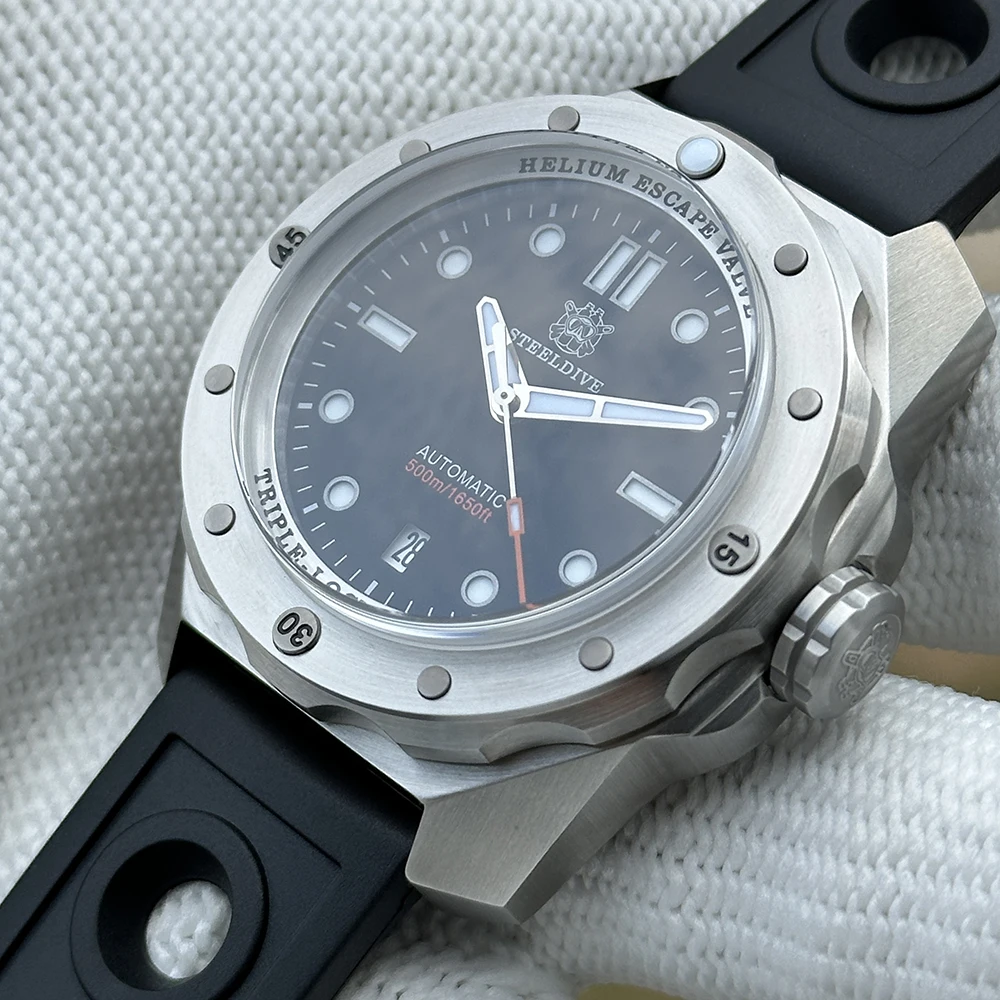 STEELDIVE Official New In SD1960 45mm Large Case 500M Waterproof Steel Bezel Sapphire Glass NH35 Automatic Mens Dive Watch - view 6