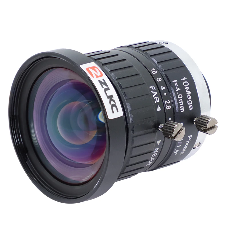 ZLKC 4 مللي متر عدسة واسعة الزاوية 1/1.8 بوصة كاميرا 10MP تشويه منخفض C جبل عدسة دليل القزحية F1.8 FA لكاميرات رؤية الآلة