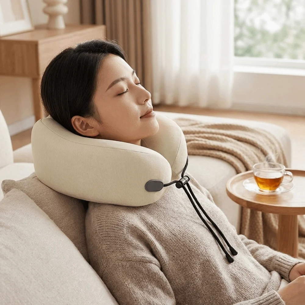 Soft Fabric Slow Rebound Foam Neck Pillow Slow Rebound Foam Compressible Material U Shaped Travel Pillow Ergonomic Shape