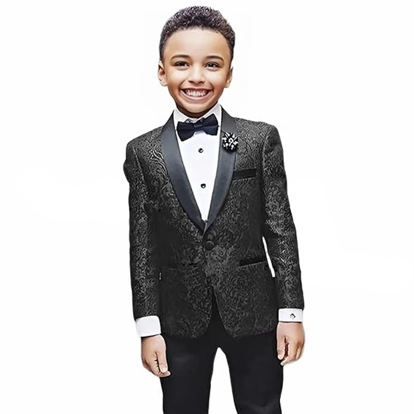 طقم بدلة زفاف أنيق للأولاد مع طية صدر السترة السوداء بدلة مكونة من قطعتين للأطفال الأولاد من عمر 3 إلى 16 سنة طقم بدلة سهرة للرجال