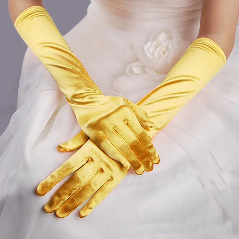 White Ivory Brides Finger Long Gloves Party Gloves Long Bridal Womens Prom Evening Satin Opera Wedding Gloves Gloves/Mittens