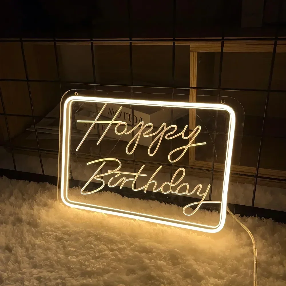 Gelukkige Verjaardag Neon Beeldhouwen Teken Persoonlijk Op Maat Gemaakt Led Licht Voor Vriend Geboorte Geschenken Woonkamer Decor Neon Letters Op De Muur