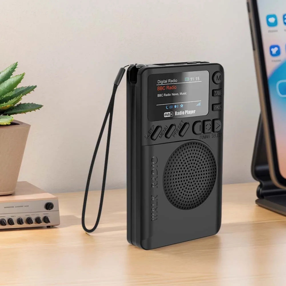 Mini DAB FM Digital Radio Rechargeable Color Screen Pocket Radio BT5.0 MP3 Playback Speaker for Outdoor Camping Hiking