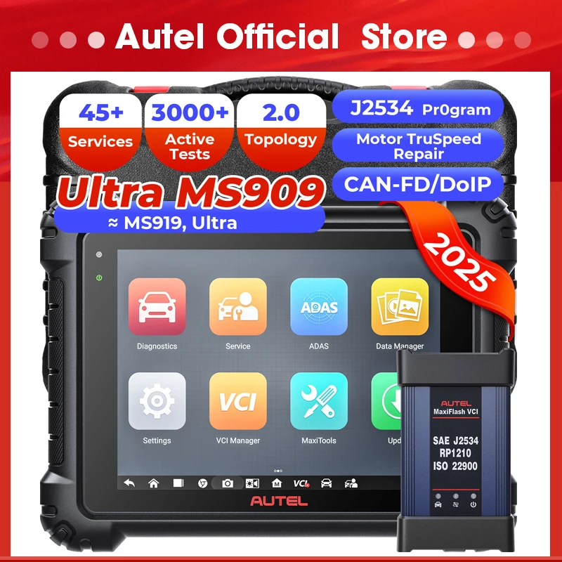 Autel MaxiSYS MS909 Top Intelligent Scanner wie Ultra MS919 J2534 Diagnosetools Motor TruSpeed Topology 2.0 Up of Elite 2