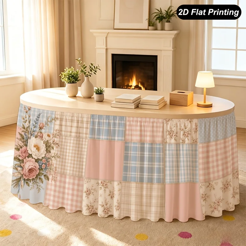 Pink and blue floral tablecloth, very suitable for decorating the family kitchen or for festive decorations at home.