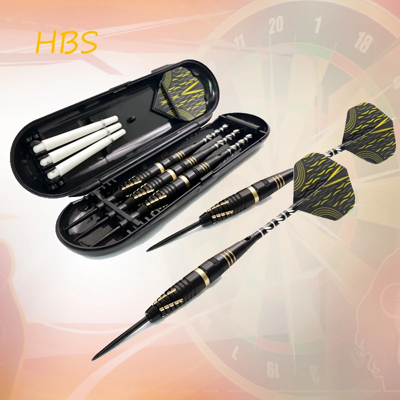 

Black Steel Tip Darts 3Pcs Professional Hard Darts with Storage Case Non-slip Textured Barrel for Beginner & Advanced Players
