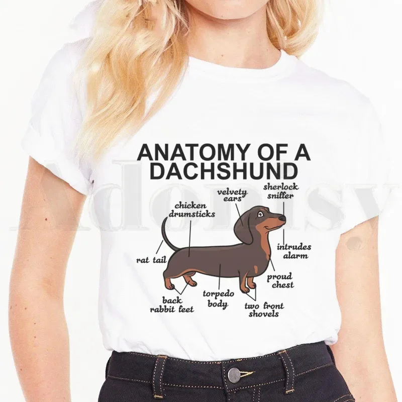 Anatomy Life Is Better With A Dachshund Funny Cute Short Sleeve Female Tops Tees Harajuku  VintageT Shirts Women\'s T-shirt