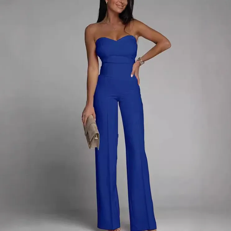 

Sexy Slim Fit Straight Leg Jumpsuit New Arrival Spring Summer Women's Faion Suit Casual Sportswear Set