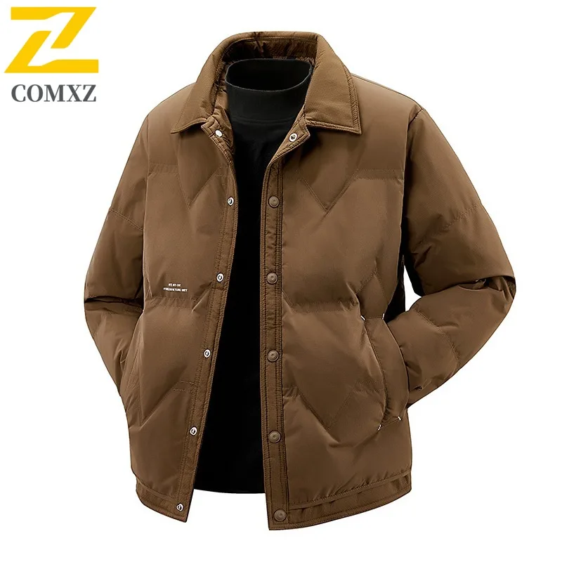 

COMXZ Мужской пуховик Сверхлегкий походный пуховик для путешествий Утолщенная теплая парка Повседневная куртка с воротником-стойкой Открытый морозостойкий зимний пуховик