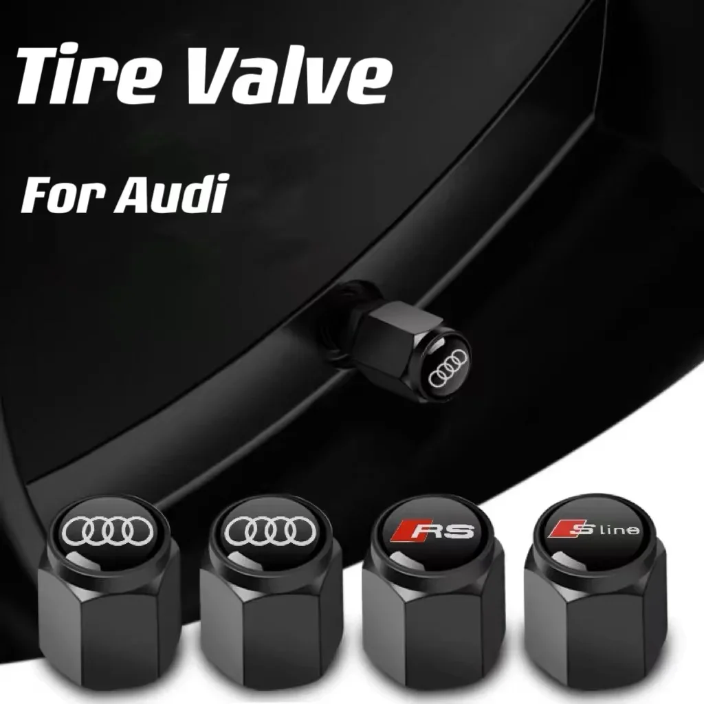 4Pcs Car 3D Aluminum Metal Car Wheel Tire Air Valve Caps Cover For Audi A3 A4 b6 b8 b7 A6 A8 S Line S3 S4 S6 Q3 Q5 Q7 Q8