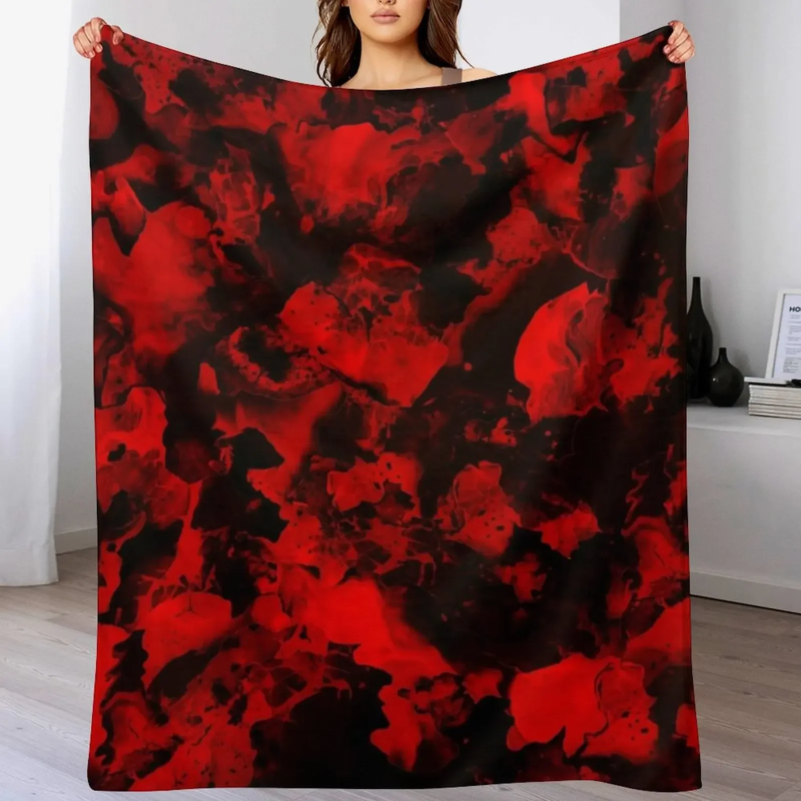 

Red Black - Red and black ink, abstract art. Throw Blanket Single Heavy Moving Sofa Quilt Blankets