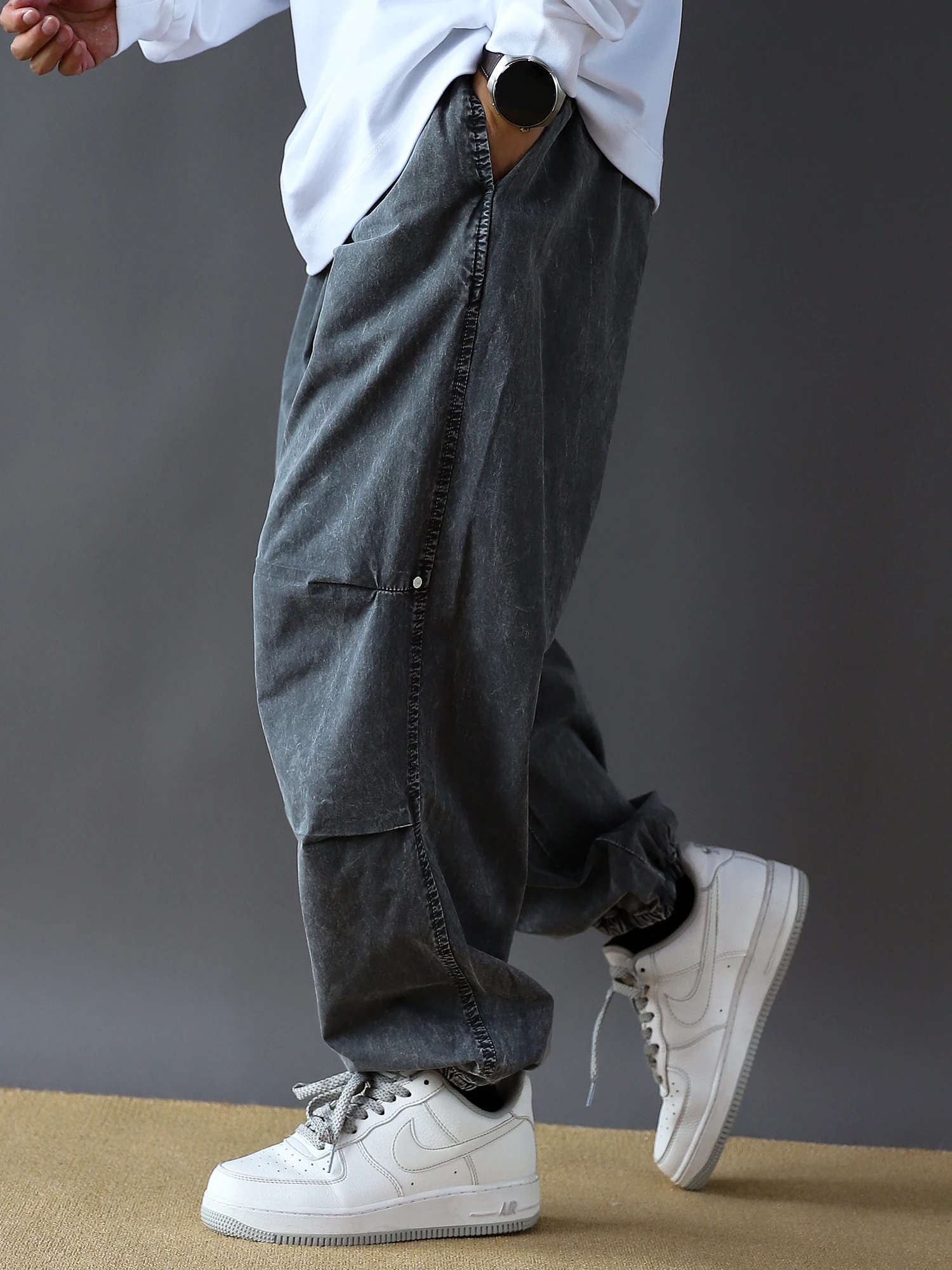 

Ретро-американские рабочие брюки свободного кроя для мужчин, повседневные, весна-лето, новые, с особым окрашиванием, синие, прямые штанины