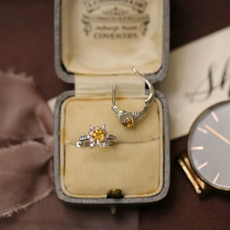 أقراط كريستال صفراء مرصعة للنساء ، ندفة ثلج منعشة ، طوق نصف قوس ، مجوهرات صغيرة ، مستوحاة من الموضة ، جودة عالية #4